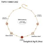 color: TXP511-Mixed Red Glass Stone Gold Necklace 40+5cm