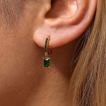 color: F1667-Gold Green Zircon Earrings
