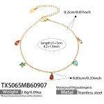 color: TXS065-Multicolor Zircon Gold Anklet -21+5cm