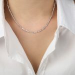 color: P404-Cube Style Steel Color Necklace -40+5cm-10g
