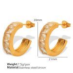 color: EH422 White Zircon Gold Earrings