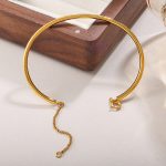 Minimalist Elegant Glossy Stitching Bracelet Stainless Steel 18K Gold Plating Exquisite Vintage Jewelry