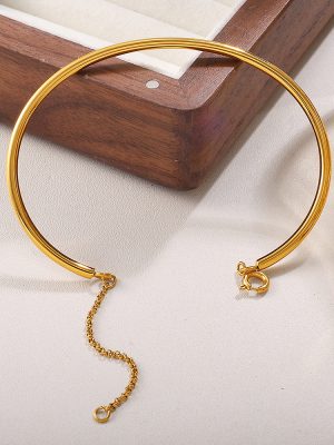Minimalist Elegant Glossy Stitching Bracelet Stainless Steel 18K Gold Plating Exquisite Vintage Jewelry