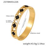 color: Z378-Gold Black Glass Zircon Bangle