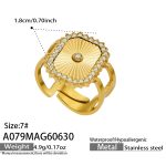 color: A079-Square Set with Zircon Gold Open Ring