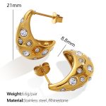 color: EH872WEG White Rhinestone Gold Earrings