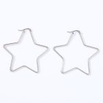 color: 1 Five-pointed Star Earrings Steel Color