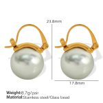 color: EH498 Gray Bead Gold Earrings
