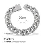 color: SL435WES White Zircon Silver Cuban Bracelet