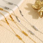 Stainless Steel All-Match Eight Square Luck Bringer Necklace Advanced Ultra-Fine Chain Square Clavicle Chain Women's Accessories