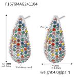 color: F1676-Steel Color Mixed Colors Zircon Earrings