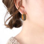 color: F864-Gold Black Rhinestone Earrings