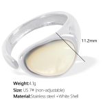color: JZ54 US Size 7# White Shell Silver Ring