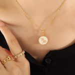 color: P1320-Gold Capricorn Necklace -40+5cm