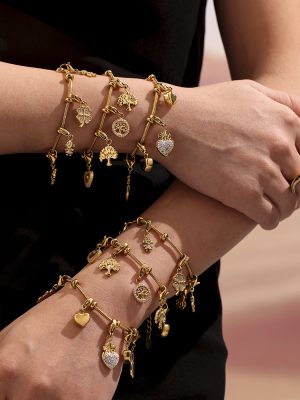 New Stainless Steel Lucky Tree Inlaid Zircon DIY More than Accessories Bracelet 18K Gold Plated