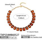 color: TXP554-Coffee Glass Stone Necklace -50.5cm