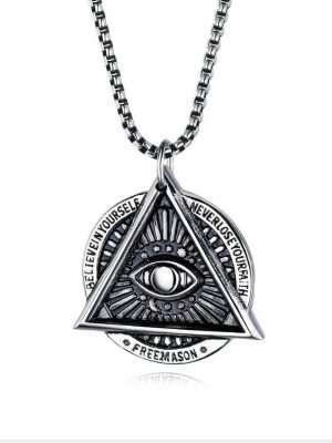 Eye Triangle Geometric Necklace Stainless Steel Retro Pendant Ornaments