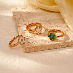 High Version NOVEMBER'S Lucky Five Leaves Flower Ring Women's Non-Fading Light Luxury Design Ring Index Finger Ring