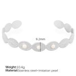 color: SZ145 White Bead Silver Bangle