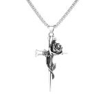 color: Rose Cross + Stainless Steel Chain