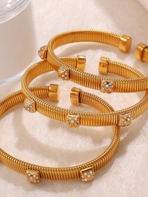 Rhinestone Zircon Bracelet Stainless Steel Personalized Bracelet Light Luxury Jewelry Set Bracelet Advanced