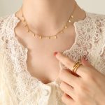 color: P537-Gold Drop Necklace -40+5cm