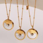 Round New Pendant Necklace Senior Female 18K Gold Plating White Shell Sequins