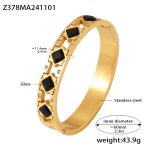 color: Z378-Gold Black Glass Zircon Bangle
