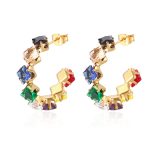color: Claw Earrings Rainbow Rhinestone MS-498