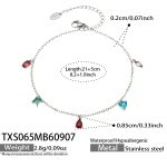color: TXS065-Multicolor Zircon Steel Color Anklet -21+5cm