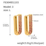 color: F836-3 Pink Color Zircon Earrings -Large