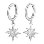 color: 2.5*12 Welded Ring Eight-pointed Star Steel Color Ear Cuff