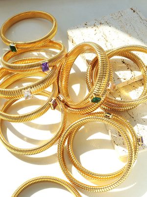 Personality Non-Fading Temperament Gold-Plated Inlaid Zircon Elastic Bracelet Commuter Design Bracelet