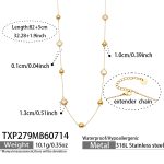 color: TXP279-Gold Champagne Glass Stone Necklace 82+5cm