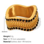 color: JZ19 US Size 7# Black Rhinestone Gold Ring