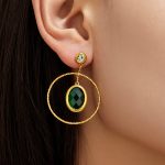 Advanced Retro Double-Layer Oval Earrings PVD Vacuum Electroplating Elegant Light Luxury Jewelry Earrings Women