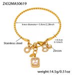 color: Z432-Gold 5A Zircon Bangle