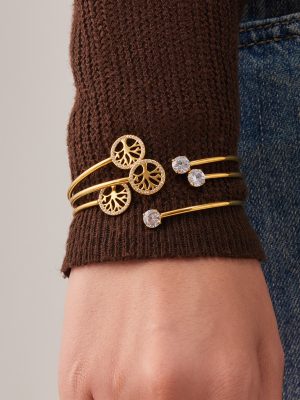 Light Luxury Stainless Steel 5A Zircon Bracelet Female Flowers Openings Thin Bracelet 18K Gold Design Bracelet