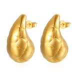 color: Grid Pattern Hollow Drop Earrings Gold MS-355