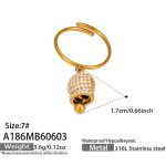color: A186-Inlaid 5A Zircon Gold Bell Open Ring
