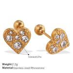 color: EH939WEG White Rhinestone Gold Stud Earrings