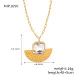 color: P1690-Gold White Glass Stone Necklace -40+5cm
