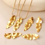 Geometric Stitching Necklace and Earrings Suite Light Luxury Irregular Texture Advanced All-Match Jewelry