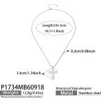 color: P1734-White Zircon Heart Cross Steel Color Necklace -50+5cm