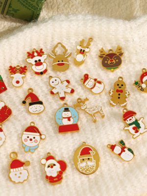 Cartoon Christmas Series Necklace Bracelet Pendant DIY Ornament Accessories Elderly Bell Small Pendant