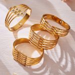 Stainless Steel Inlaid Czech Diamond Ring Hollow Wide Surface Open-Ended Bracelet Combination High Quality Women's Bracelet