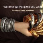 Mid-Ancient Stainless Steel Wide Bracelet Special Multicolor Bracelet Elastic Snake Bone New