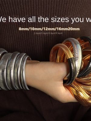 Mid-Ancient Stainless Steel Wide Bracelet Special Multicolor Bracelet Elastic Snake Bone New