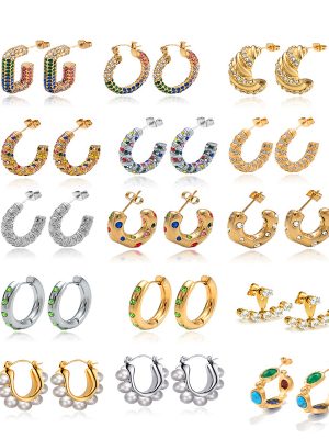 Vintage Inlaid Zircon Stainless Steel Earrings Creative Temperament Entry Lux Advanced Women's Ear Studs Earrings