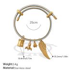 color: SL221BGG Blue Gold Cord Multi-charm Bangle